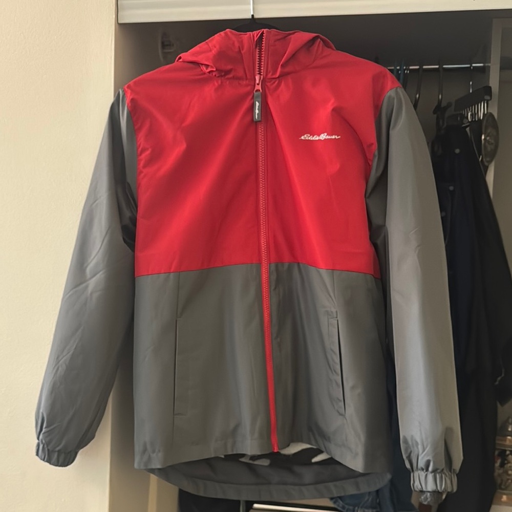Eddie Bauer Red and Gray Kids Windbreaker